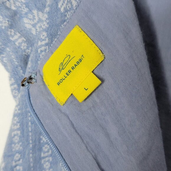 Roller Rabbit Large Blue Printed Scoop Neck Women's Jumpsuit FLAW - Picture 4 of 6